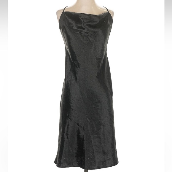 Victoria's Secret Other - Victoria’s Secret Black Satin Slip Dress - LBD Spaghetti Strap Midi - Size M